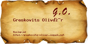 Greskovits Olivér névjegykártya